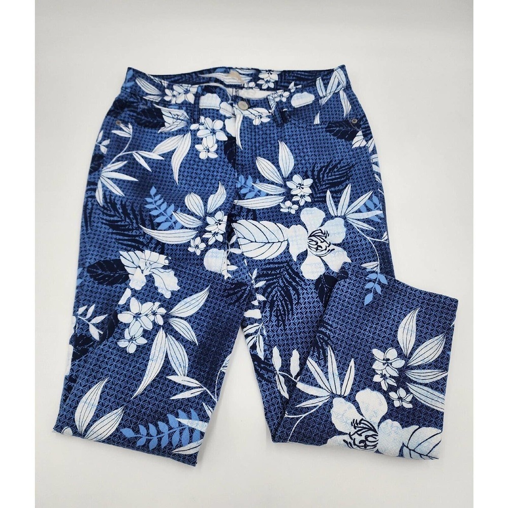 Tommy Bahama Basta Blossoms Crop Pants Denim Island Navy Women Size 28 - Picture 3 of 12